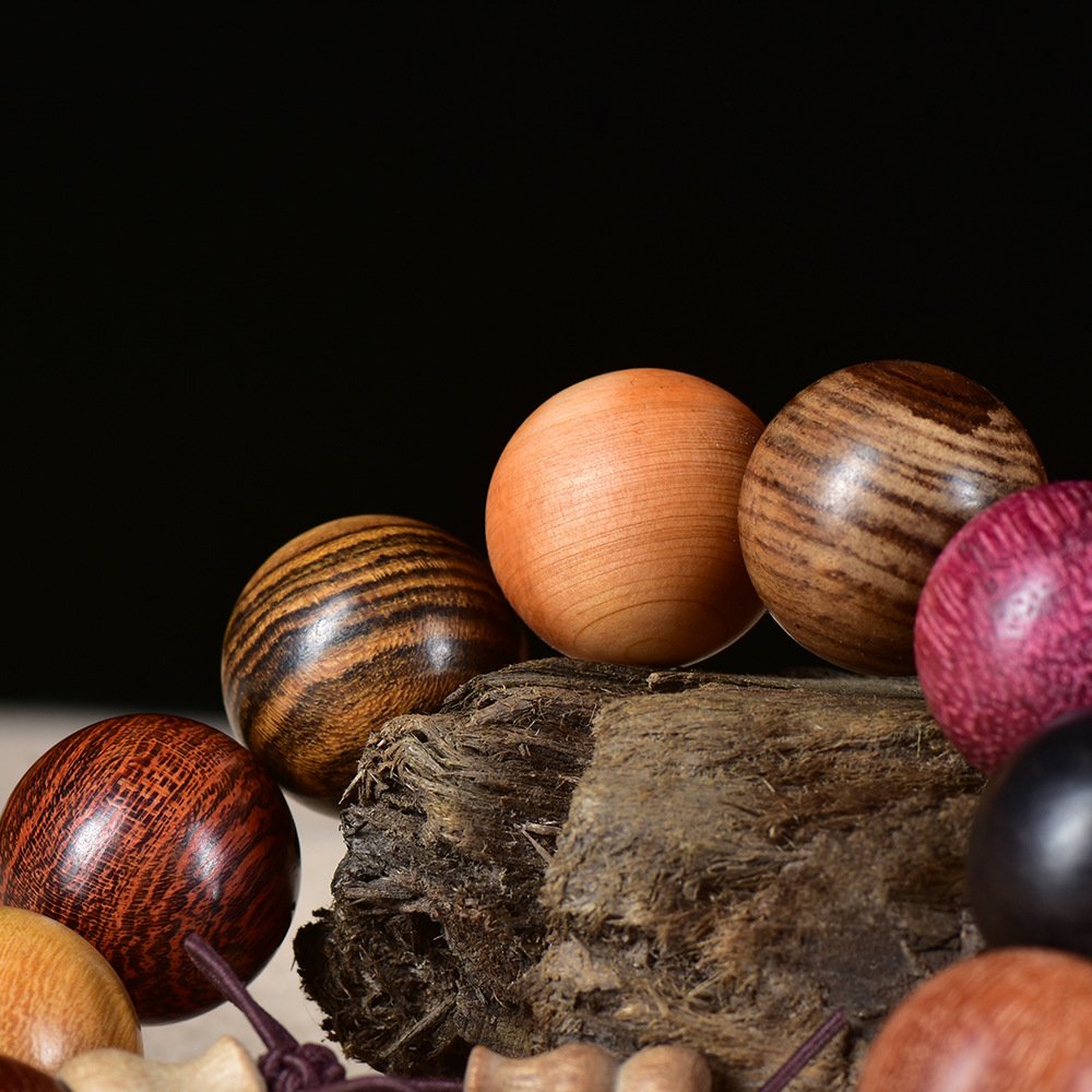 Multi-treasure bead sandalwood bracelet, red sandalwood and rosewood prayer beads - 图片 3