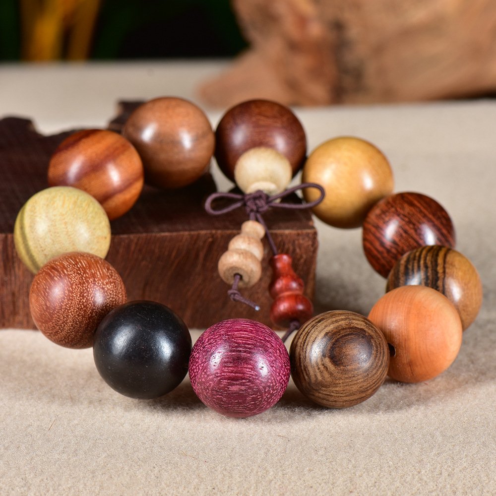 Multi-treasure bead sandalwood bracelet, red sandalwood and rosewood prayer beads - 图片 4