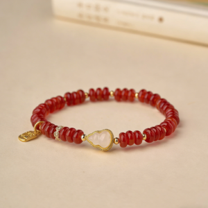 Southern Red Agate Fortune Lock Bracelet