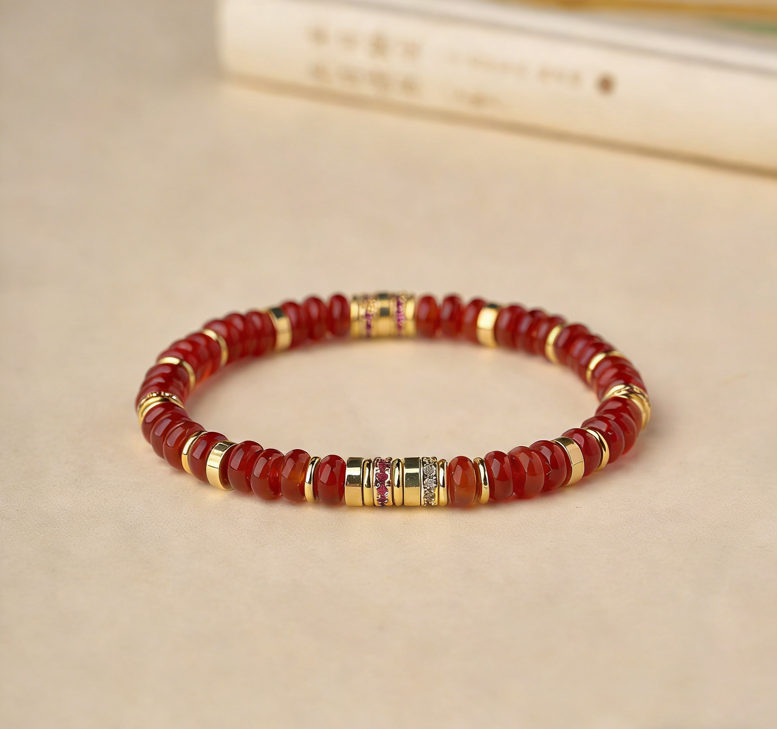 Southern Red Agate Fortune Lock Bracelet - 图片 2